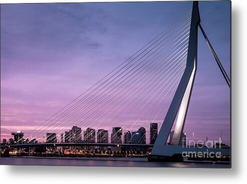 Rotterdam Metal Print featuring the photograph Sunset Over Rotterdam Skyline by Philip Preston