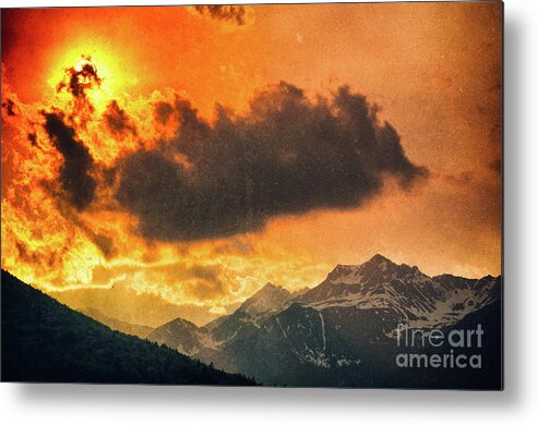 Alps Metal Print featuring the photograph Sunset over the Alps by Silvia Ganora