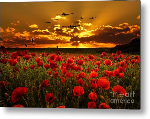 Avro Metal Print featuring the digital art Sunset Poppies The BBMF by Airpower Art