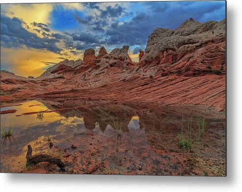 White Pocket Metal Print featuring the photograph Sunset Reflections by Ralf Rohner