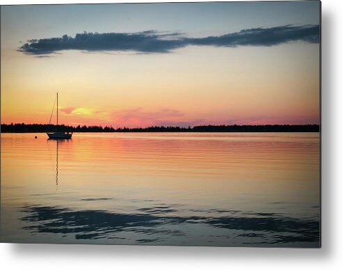 Kelly Hazel Metal Print featuring the photograph Sunset Sail on Calm Waters by Kelly Hazel