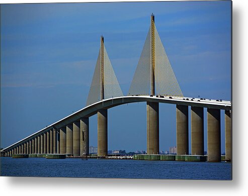 Sunshine Skyway Bridge Metal Print featuring the photograph Sunshine Skyway Bridge by Ben Prepelka