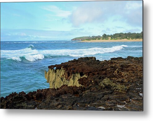 Hawaii Metal Print featuring the photograph Surf at Mahaulepu Beach Hawaii by Bruce Gourley