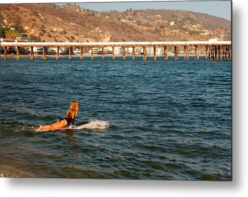 Surf Metal Print featuring the photograph Surfer Girl by James Kirkikis