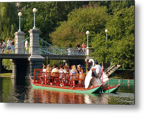 Boston Metal Print featuring the photograph Swan Boats by James Kirkikis