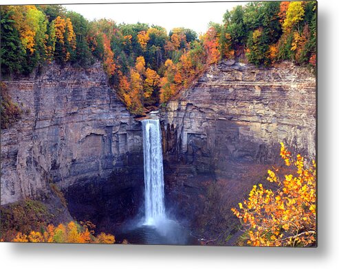 Taughannock Metal Print featuring the photograph Taughannock waterfalls in autumn by Paul Ge