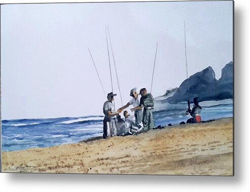 Beachscape Metal Print featuring the painting Teach them to Fish by Tim Johnson