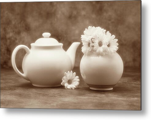 Daisies Metal Print featuring the photograph Teapot with Daisies II by Tom Mc Nemar