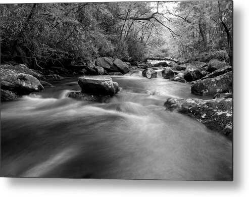 Tellico River Metal Print featuring the photograph Tellico Waters In Black and White by Greg and Chrystal Mimbs
