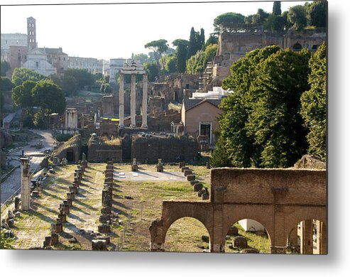 Worth Metal Print featuring the photograph Temple of Vesta. Arch of Titus. Temple of Castor and Pollux. Forum Romanum. Roman Forum. Rome by Bernard Jaubert