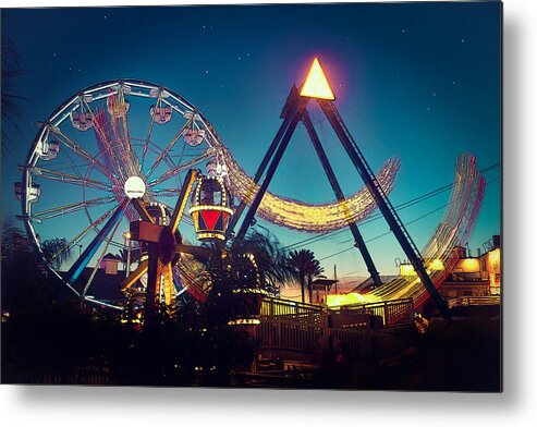 Texas Metal Print featuring the photograph Texas Fairgroud lights by Ray Devlin