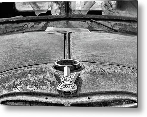 Ford Metal Print featuring the photograph The 1937 Ford in Black and WHite by JC Findley
