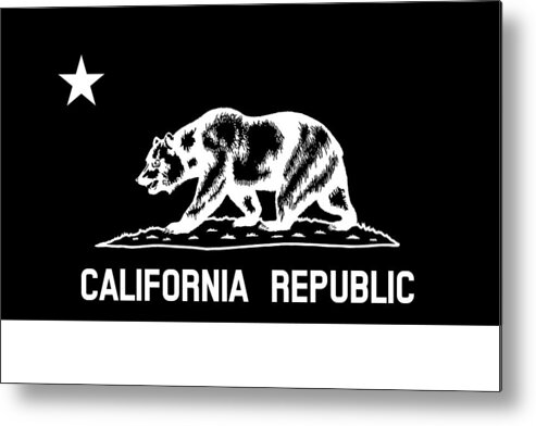 Bear Flag Metal Print featuring the mixed media The Bear Flag - Black and White by War Is Hell Store