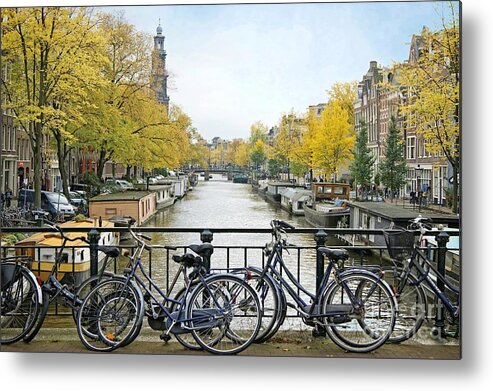 Amsterdam Metal Print featuring the photograph The Bicycle City of Amsterdam by David Birchall
