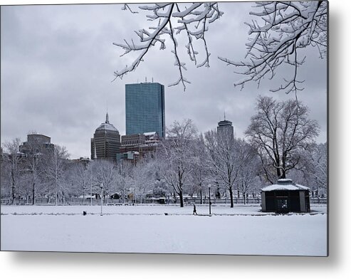 Boston Metal Print featuring the photograph The Boston Common Covered in Snow Winter Boston MA by Toby McGuire