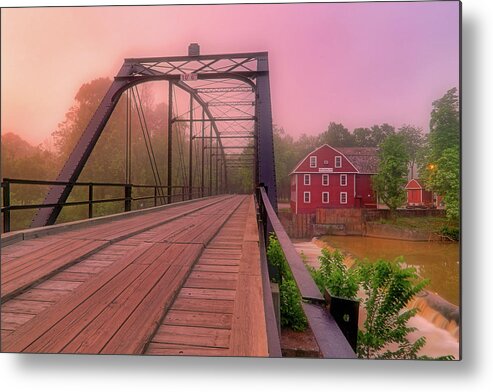 War Eagle Mill Metal Print featuring the photograph The Bridge to War Eagle Mill - Arkansas - Historic - Sunrise by Jason Politte