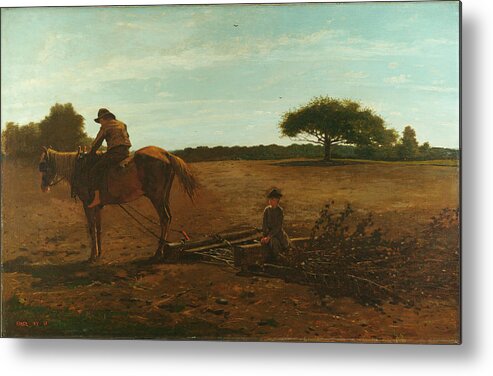 Winslow Homer Metal Print featuring the painting The Brush Harrow by Winslow Homer