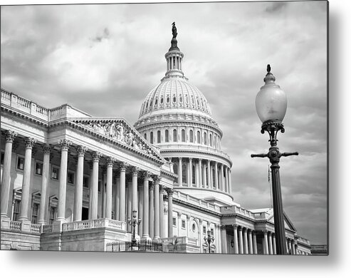 Black And White Metal Print featuring the photograph The Capitol Building 3 by Frank Mari