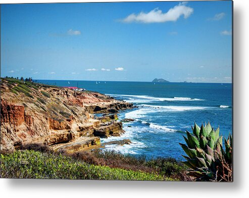 Land The Cliffs Of Point Lomascape Metal Print featuring the photograph The Cliffs of Point Loma by Daniel Hebard