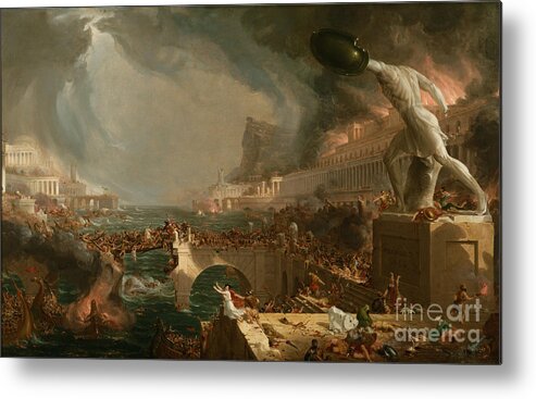 Cole Thomas Metal Print featuring the painting The Course of Empire Destruction #6 by Celestial Images
