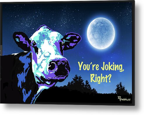 Cow Metal Print featuring the digital art The Cow jumps Over The Moon by Richard De Wolfe