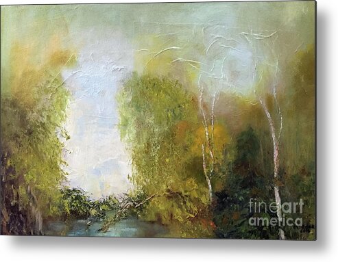 Landscape Metal Print featuring the painting The Creek by Marlene Book