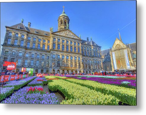 Amsterdam Metal Print featuring the photograph the Dam Tulips by Nadia Sanowar