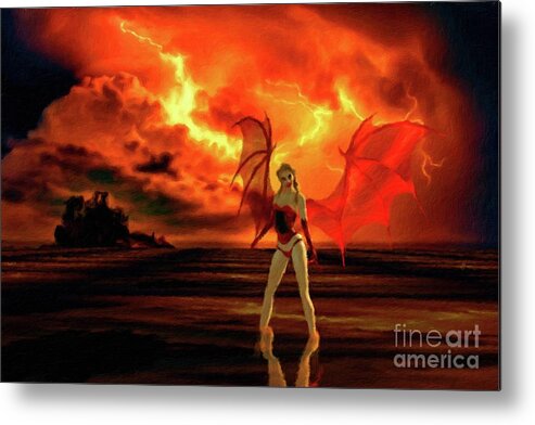 Demon Metal Print featuring the painting The Demoness by Mary Bassett by Esoterica Art Agency