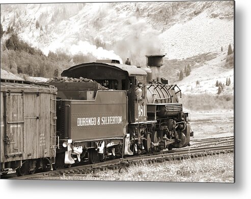  Transportation Metal Print featuring the photograph The Durango and Silverton into the Mountains by Mike McGlothlen