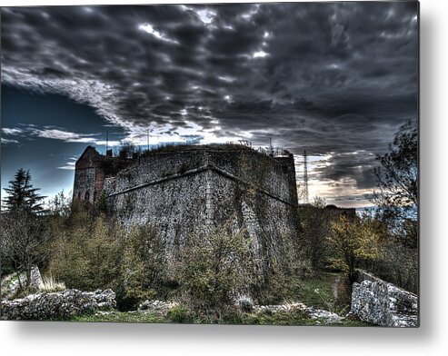 Genoa Forts Metal Print featuring the photograph The Fortress The Trees The Clouds by Enrico Pelos