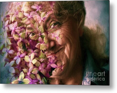 Woman Metal Print featuring the digital art The Gardener by Jean OKeeffe Macro Abundance Art