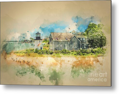 Watercolour Metal Print featuring the photograph The Geese Came Too Hyannis by Jack Torcello