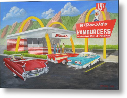 Mcdonalds Metal Print featuring the painting The Golden Age Of The Golden Arches by Jerry McElroy