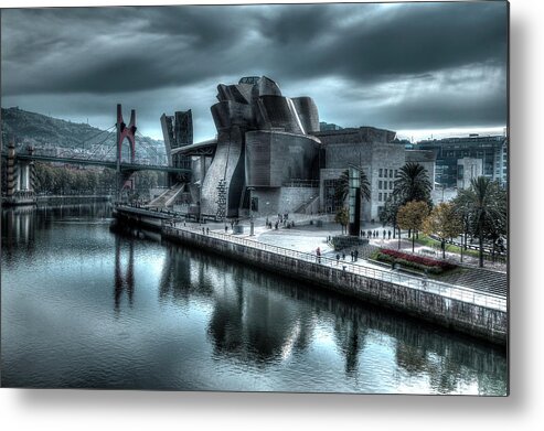 Spain Bilbao Guggenheim Museum Basque Country Frank Gehry Contemporary Architecture Nervion River City Daring And Innovative Curves Building Exterior Spectacular Building Deconstructivism Ferrovial Clad In Glass Metal Print featuring the photograph The Guggenheim Museum Bilbao Surreal by Andy Myatt