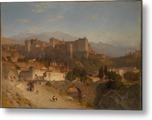 Samuel Colman - The Hill Of The Alhambra Metal Print featuring the painting The Hill of the Alhambra Granada by MotionAge Designs