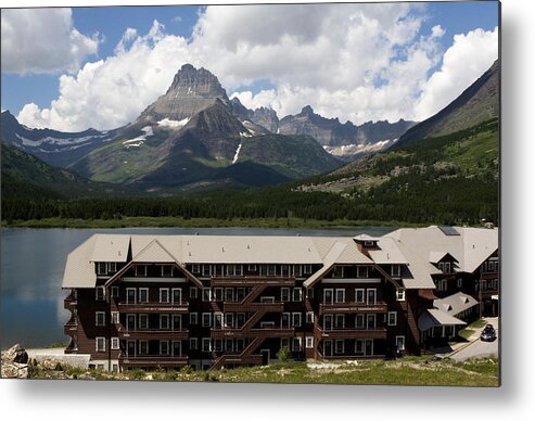 Many Glacier Lodge Metal Print featuring the photograph The Hills Are Alive by Lorraine Devon Wilke