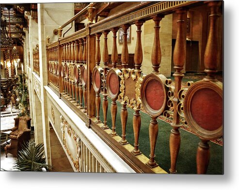 Balcony Metal Print featuring the photograph The Historic Davenport Hotel Balcony Railings by Michelle Calkins