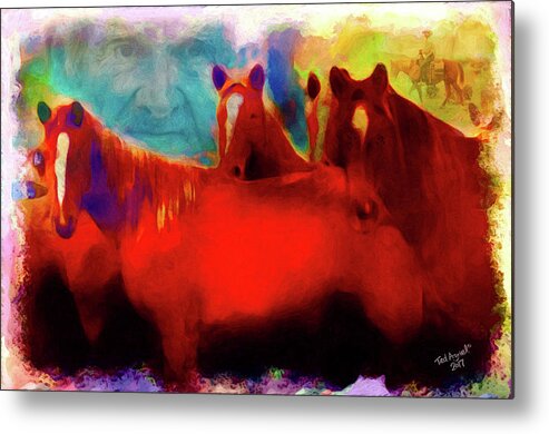 Horses Metal Print featuring the digital art The Horse Whisperer by Ted Azriel