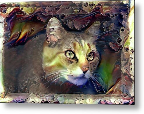 Cat Metal Print featuring the digital art The Hunter by Peggy Collins
