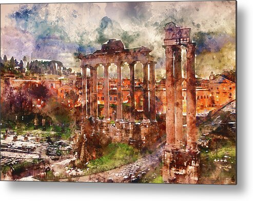Rome Imperial Fora Metal Print featuring the painting The Imperial Fora, Rome - 13 by AM FineArtPrints