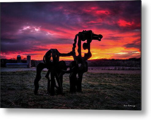 Reid Callaway The Iron Horse Sun Up Metal Print featuring the photograph The Iron Horse Sun Up University of Georgia Iron Horse Farm Agriculture Landscape Art by Reid Callaway