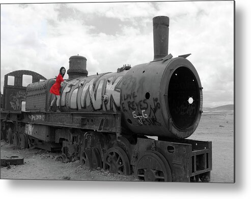 Train Metal Print featuring the photograph The Lady And The Train by Aidan Moran
