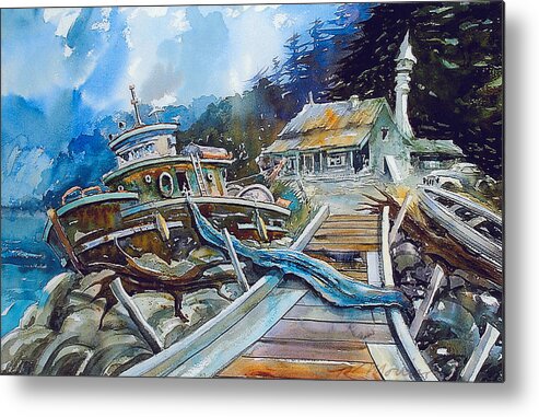 Boat Metal Print featuring the painting The Last Bastion..on the Beach by Ron Morrison