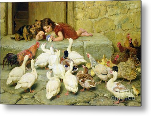 The Metal Print featuring the painting The Last Spoonful by Briton Riviere