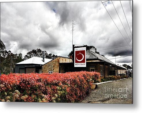 Clouds Metal Print featuring the photograph The Little Red Grape Winery  by Douglas Barnard