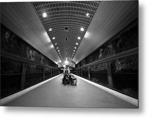 Black And White Metal Print featuring the photograph The Lonely Wait by Zachary Bale