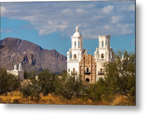 Architecture Metal Print featuring the photograph The Mission and the Mountains by Ed Gleichman