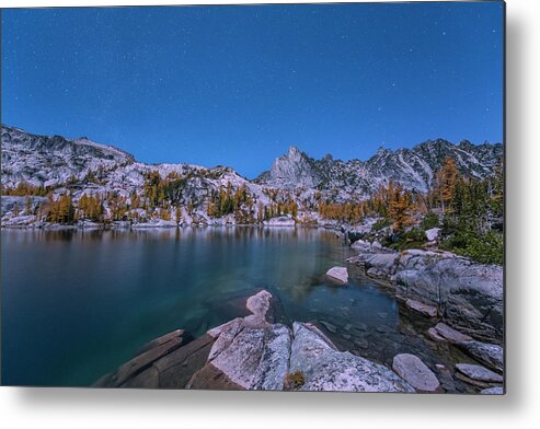 Enchantments Metal Print featuring the digital art The Night in Leprechaun Lake by Michael Lee