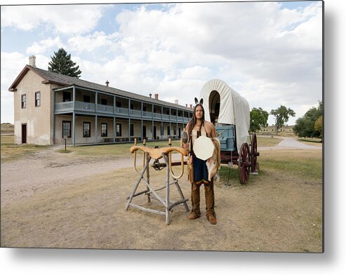 Carol M. Highsmith Metal Print featuring the photograph The old cavalry barracks at Fort Laramie National Historic Site by Carol M Highsmith