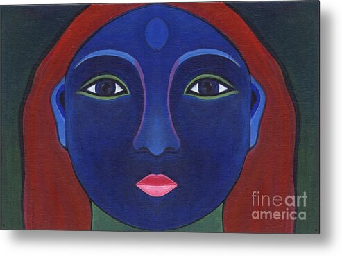 Feminine Face Metal Print featuring the digital art The Other Side - Full Face 1 by Helena Tiainen